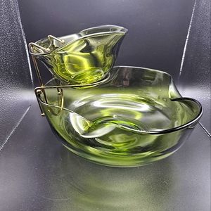 Anchor Hocking Avocado Green Chip and Dip